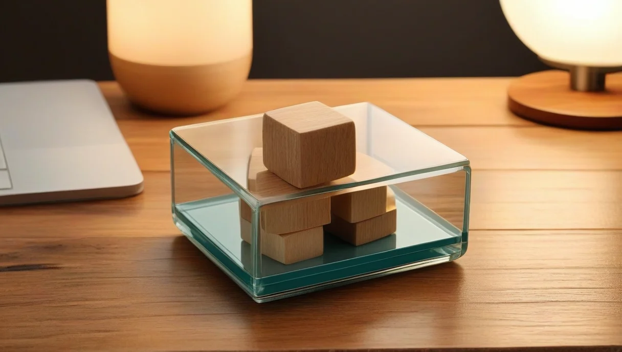 Stacked wooden blocks as a metaphor for containers
