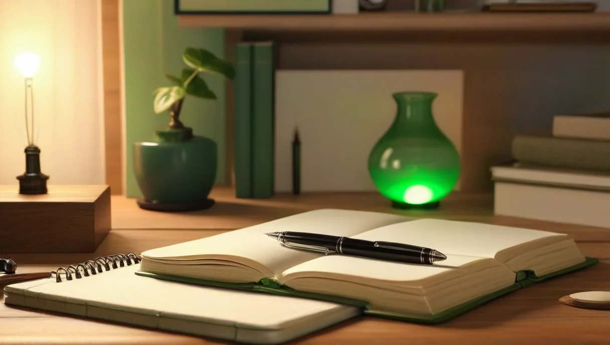 Home library with a compact server on a desk