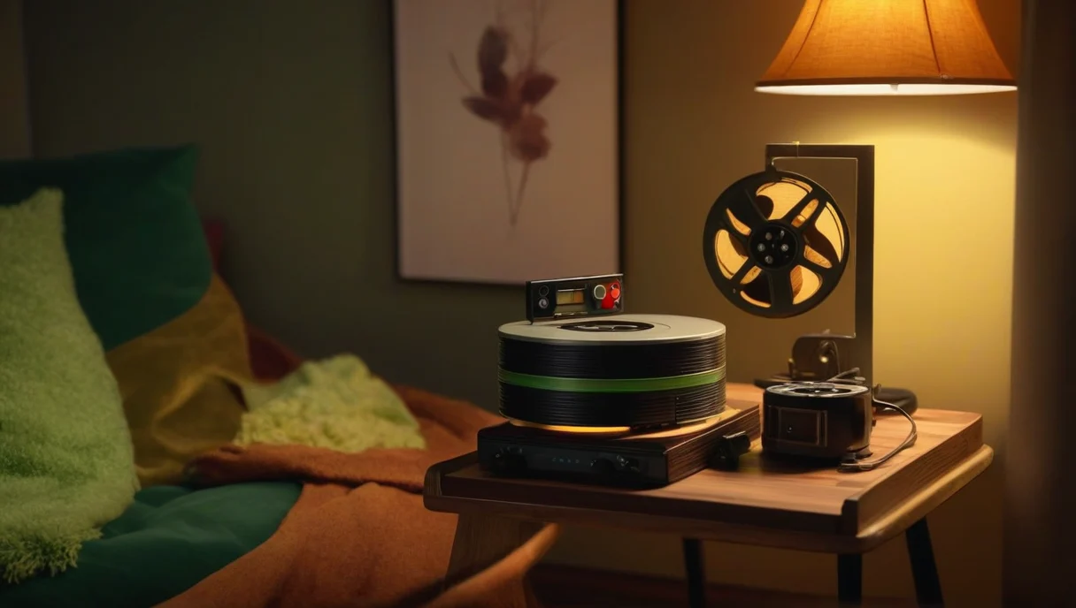 Cozy living room with a compact media server